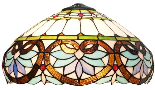 Tiffany-Lampenschirm aus Buntglas, 40,6 cm, blaues Herz, Deckenleuchtenschirm, Kuppel, Vintage, großer Ersatzlampenschirm for Stehlampen, Tischlampen, Pendelleuchten, Home-Office-Deko
