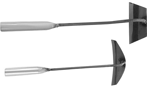 IWOWHERO Zappetta da Giardino Portatile in Acciaio 2 Pezzi, Argento | Forma Trapezoidale e Semiluna, Uso Outdoor per Bonifica Terreni, Facile da Maneggiare e Trasportare
