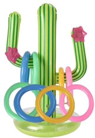 SDXCJY 9 giochi gonfiabili di cactus con 8 anelli, decorazioni riutilizzabili per feste di Hawail, giocattoli da piscina e giochi interni ed esterni (9 pezzi)