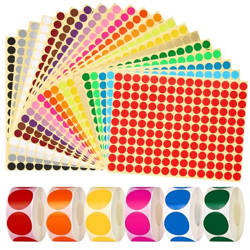 Elalove 20 Farbige 10mm Klebepunkte Bunt 3300 Stück + 6 Farben 25mm Klebepunkte 3000 Stück – Selbstklebende Etiketten Klein für Büro Schule Zuhause – Ablösbare Etiketten Rund