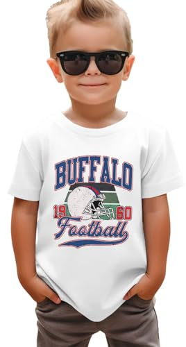 GLIGLITTR Toddler Football Shirt for Boys Girl American Football Tshirt Team Sports Fans Lover Outfits Kids Game Day Tee Tops(White,5-6Years)