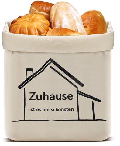 ZUZGO Brotkorb Stoff Brötchenkorb Brottasche 38 x 22 x 16 cm Brotbeutel Brotkorb Baumwolle