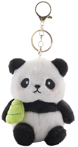 Komergave Panda Schlüsselanhänger für Kinder, Plüsch Kuscheltier Anhänger, Bambussprossen Panda Motiv(10cm), Liebevoller Taschenanhänger für Damen, Erwachsene, Alltag, Rucksäcke, Taschen