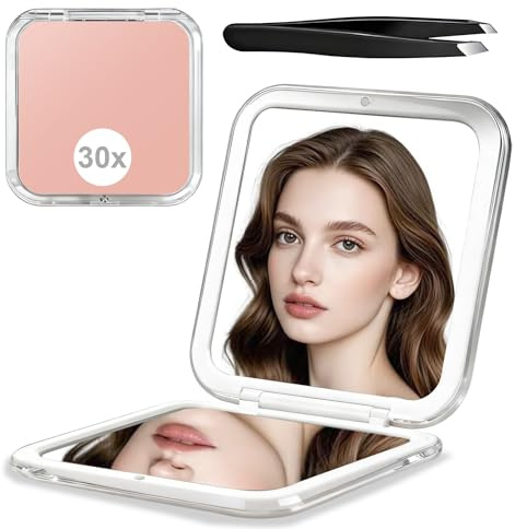 Miroir grossissant 30x Miroir de Maquillage grossissant Petit Miroir Pliable Miroir de Maquillage 30x Miroir de Voyage Pliable à Deux Faces pour Une Utilisation à la Main