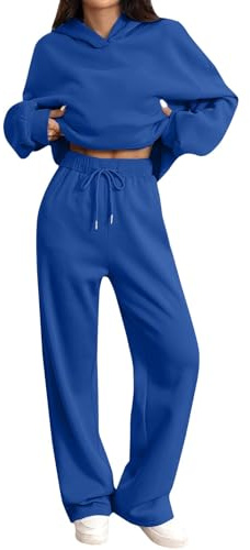 LinRim Damen Jogginganzug Hausanzug Trainingsanzug Set Einfarbig Zweiteiler Trainingsanzüge Freizeitanzug Sweatshirt & Jogginghose Sportanzug für Frühling Herbst Winter