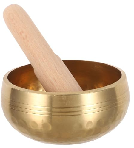 GOOHOCHY Cuenco Tibetano para Meditación con Martillo de Madera Cuenco Sonoro Artesanal para Yoga y Mindfulness Vibración Auténtica para Relajación y Prácticas Meditativas
