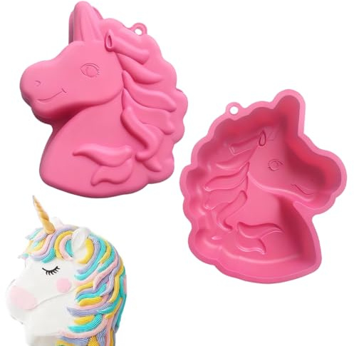 VEOIRXU Silikon-Motivbackform Backform 3D-Einhorn Motivbackform Einhorn Kuchenform Vielseitig Einsetzbar Ideal für Kuchen Eis Desserts Ideal für Kindergeburtstag oder Partys (Rosa)