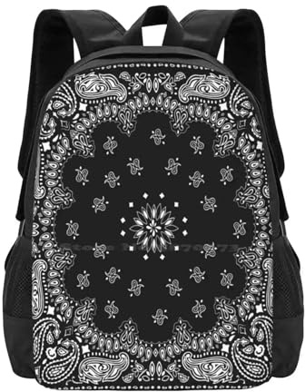 ASDCTYTKO Schwarzes Bandana mit großer Kapazität Schulrucksack Laptoptaschen Schwarzes Bandana Gang Galaxy Case Laptop-Becher Aufhängen Buchfestivalgeschenk