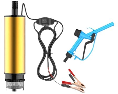 Pompe à Essence Manuelle Pompe à eau Diesel électrique 12V, pompe de transfert diesel, carburant avec buse en aluminium(24V-Pump-Gun)