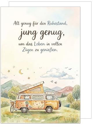 Edition Seidel Premium XXL Maxi Glückwunschkarte zum Ruhestand mit Umschlag Format DIN A4. Ruhestandskarte Karte Grußkarte Spruch Pension Rente Tschüss Abenteuer Reisen Kollegen Mann Frau (A4-R1006)