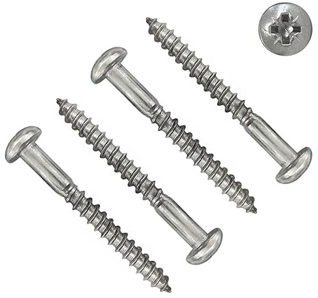 TERF® 4.0mm X 40mm (No.8 X 1.1/2'') Pozi Round Head Stainless Steel A2 (304) Wood Screws For Wooden Timber Chipboard MDF PVCu and General Use Screw Size 4.0mm X 40mm - 25 Pcs