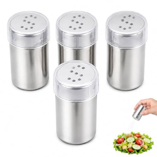 4 Stück Mini Salzstreuer Für Unterwegs, 15ml Edelstahl Salzstreuer Klein,SalzstreuerMini Für Unterwegs Mit Deckel Mit Feinen Löchern,Mini Gewürzstreuer Camping,Für Camping Restaurants Grill Im Freien