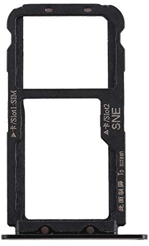 Compatible Pour HUAWEI MATE 20 Lite Support adaptateur Slot Porte Card Carte SIM TRAY Chariot plateau porte cartes Nano sIM1 + SIM2 ou support mémoire Micro SD (Noir)