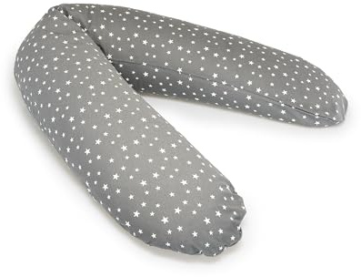 pic bear Coussin d'allaitement, rembourrage en microbilles EPS sans substances nocives, certifié TÜV pour l'allaitement, coussin de positionnement (étoiles anthracite/blanc, 190 cm)