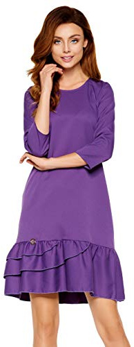Lemoniade élégante Robe Courte Femme à Manches Longues ou Courtes pour soirée/Bureau/apéro, Mod. 5 Lilas, M