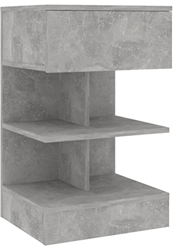 vidaXL Bedside Cabinet Home Bedroom Furniture Accessories Modern Bed Side Storage Stand Cabinet Nightstand Side Table Chipboard Concrete Grey