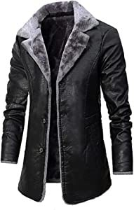Winter Pelz Mit Kapuze Herren Lammfellmantel Herren Pelzmantel Lange Military Style Schaffell Lederjacke (Color : Black, Size : XL)
