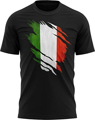 Italien sliten herr t-shirt, Italien rugbygåvor, Italien flagga sliten, italiensk gåva, italiensk rugbytröja, GLI Azzurri present till honom eller henne, Svart, M