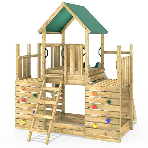Rebo® Modular Wooden Climbing Frame Adventure Playset - M21 with Ramp | OutdoorToys | Kids' Outdoor Wooden Garden Play Equipment, Children's Jungle Gym