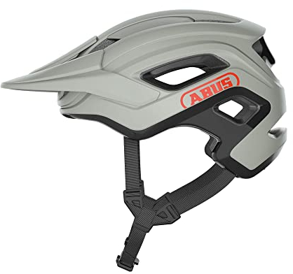 ABUS MTB-Helm Cliffhanger - Fahrradhelm für anspruchsvolle Trails - mit großen Lüftungsöffnungen und TriVider Riemensystem - Damen Herren - Grau, Größe M, Grau (Chalk Grey), M (54-58 cm)
