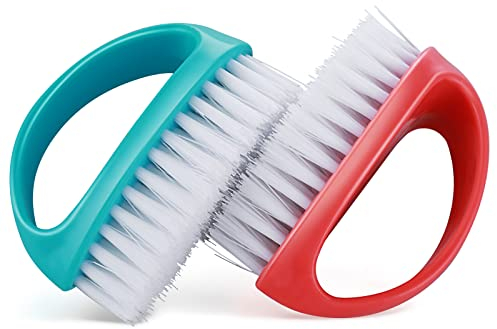 Cobee 2er Pack Handnagelbürste zum Reinigen von Fingernägeln langlebige steife Borsten Nagelbürstenreiniger mit Griff robuster tiefer Nagelreinigungsschrubber für Zehen Männer Mechanik (rot, blau)