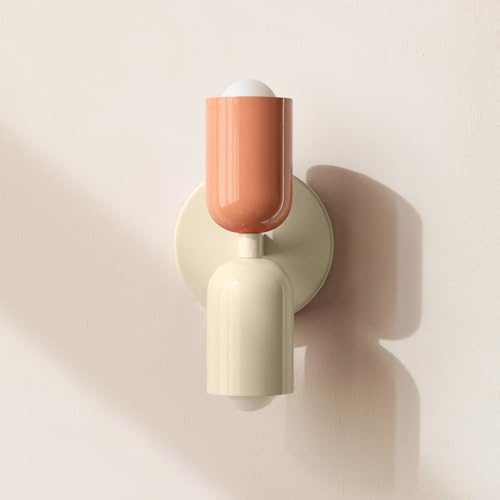 NIUNIAJ Wandleuchte innen,2 Flammig Wandleuchte Innen,Up and Down Wandlampe,E27 Wandbeleuchtung,Modern CremeRosa Wandlampe für Wohnzimmer Schlafzimmer Flur Balkon Treppe Kinderzimmer Büro Schminktisch