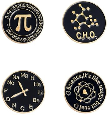 Broche de ciencia química de matemáticas, broche de laboratorio, broche de reloj redondo, joyería de dibujos animados, regalo de vuelta a la escuela, insignias de solapa para niñas, niños, mujeres y
