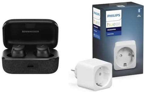 Sennheiser Momentum True Wireless 3 — Bluetooth-In-Ear-Kopfhörer für Musik und Anrufe mit adaptiver Geräuschunterdrückung und 28 Stunden Akkulaufzeit & Philips Hue Smart Plug weiß