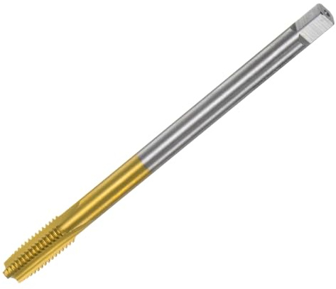 sourcing map Metric Thread Tap M10 x 1.5 H2 130mm Extra Long Titanium Coated High Speed Steel 6542 Straight Flute Screw Thread Milling Machine Taps Threading Tapping Repair Tool