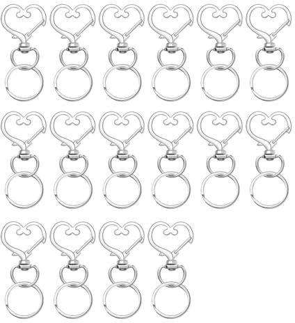 ZAMXHUG Anillas para Llaveros - 20pcs Mosquetones pequeños, anillas llaveros,Argollas Desmontables, Clave Giratoria Cierres, Arandelas, Diy (forma de corazón)