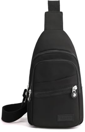 LAWALEISHE Sling Bag Chest Bag for Women Men,Anti Theft Crossbody Bags,Waterproof Shoulder Bags,One Strap Small Backpack Lightweight Small Rucksack for Sports Outdoor Travel (Black)