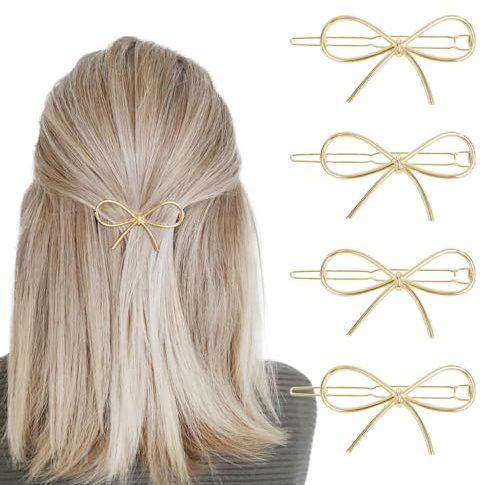 Hohle Haarspangen,4PCS Haarspange Gold,Metall Haarspange,Damen Süße Haarschmuck Hair Clip,Haarklammern Rutschfeste Kleine Haarschleifen Clips,Haarspangen Damen Metall Retro für Hochzeit Party Mädchen