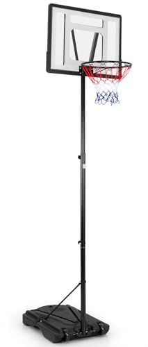 GOPLUS Basketballkorb Outdoor, Korbhöhe von 172 bis 305 cm verstellbar, Basketballkorb mit Ständer, Basketball Ständer tragbar mit Rollen, Basketball Hoop für Kinder Jugendliche Erwachsene