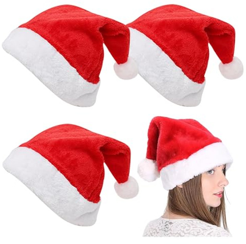 tintoke Weihnachtsmütze für Erwachsene,Nikolausmütze,nikolausmütze erwachsene,Weihnachtsmütze Familie,plüsche weihnachtsmann mütze,Geeignet für Männer und Frauen, Weihnachtsfeiern usw.