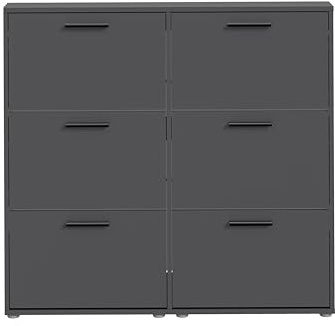 SAM Schuhkipper in Anthrazit - Praktisches Schuhregal Schuhschrank zur platzsparenden Aufbewahrung von Schuhen - 116 x 103 x 17 cm (B/H/T) | Moderner Schuhschrank mit 6 Klappen, schwarzen Griffen, viel Stauraum, geräumiger Oberboden für Deko, Aufbewahrung Schuhe