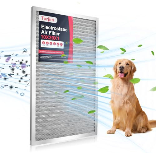 Torjim MERV8 Luftfilter, waschbarer und wiederverwendbarer elektrostatischer Filter, AC/HVAC-Ofenfilter, Permanentfilter, Lufterfrischer, einfache Installation, 10 x 20 x 1