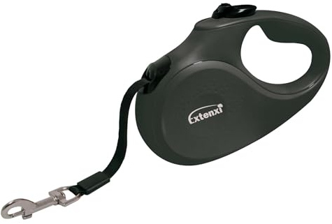 EXTENXI - Laisse pour Chien Enrouleur - Laisse Rétractable pour Chien Noir jusqu'à 15 kg - Longueur 5 m, Taille S, Poignée Ergonomique et Sécurisée