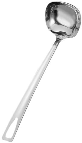 HOLIDYOYO Mestolo in Acciaio Resistente Per Zuppa Cucinare Servire Condire Insalata Pancake Salse Piccanti Conservare Salsa Design Quadrato e Colino