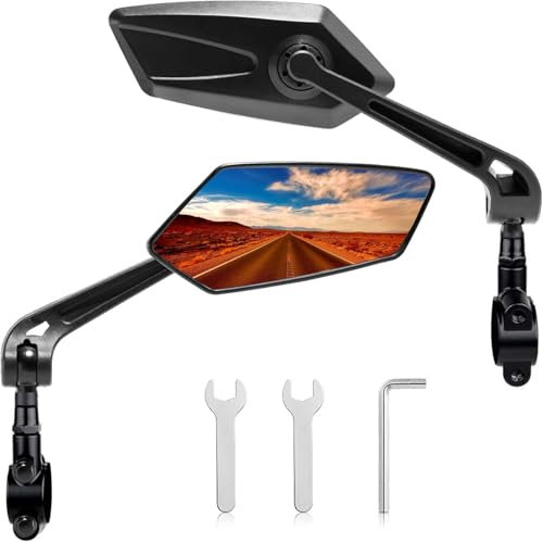 Black Diary Bicycle Large Rearview Mirror, HD 360 Wide Angle Adjustable Swivel Mountain Bike Scooter Mirror, Universal Bicycle Accessories