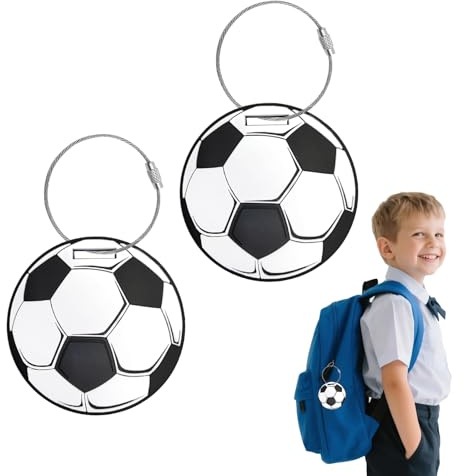 Identificador de maletas 2 piezas, pequeñas etiquetas para maletas de pvc etiqueta de la bolsa impermeable de la mochila con nombre y dirección de la tarjeta telefónica - Fútbol