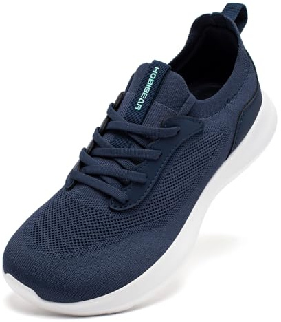 HOBIBEAR - Zapatos de caminar con puntera extra ancha, ultra ligeros y cómodos, con cierre de deslizamiento, para mujer y hombre, Navy, 36 EU