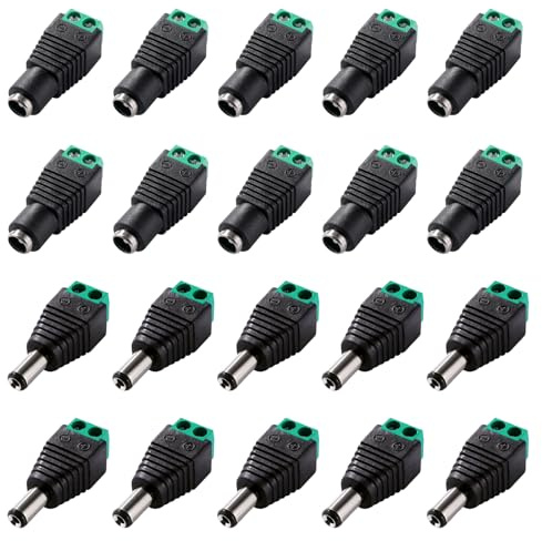Lyeteung 10 Pairs 5.5x2.1 mm DC Male Female Connector, 12V DC Screw Terminal Plug Connector, for CCTV Camera LED Strip