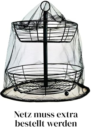Auroni Filet anti-insectes pour présentoir à 2 étages, hauteur = 33 cm, diamètre = 29 cm, protection des fruits, légumes contre les insectes, fini les mouches sur les fruits, sans étagère