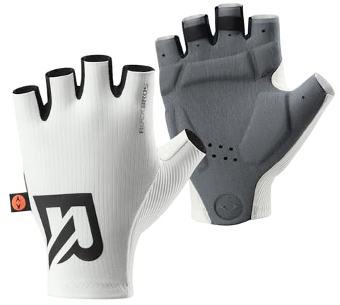 ROCKBROS Guanti Ciclismo Estivi, Guanti a Mezze Dita Uomo Donna, Traspiranti e Ammortizzanti, con Imbottitura Ergonomica 3D, per MTB, Bici da Strada, Gravel, Palestra