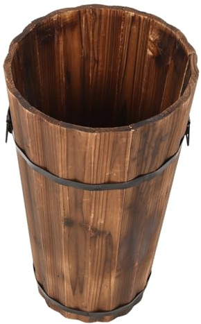 UKCOCO Paragüero Vintage de Madera Carbonizada Soporte para Sombrillas Exteriores Estante Decorativo para Almacenamiento de Paraguas Diseño Rústico y Resistente para y