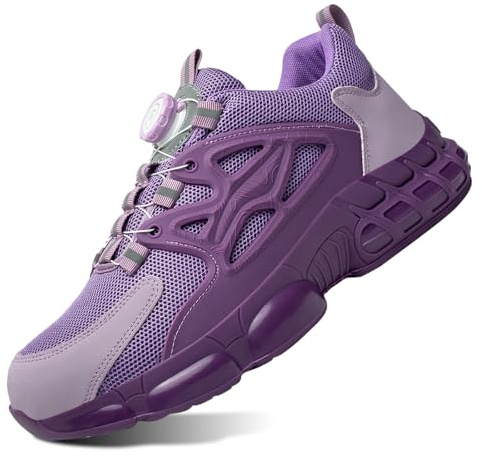 Zapatos de Seguridad para Hombre Mujer Zapatillas Ligeros Calzado Trabajo Comodo Antideslizante con Puntera de Acero Pink 37 EU
