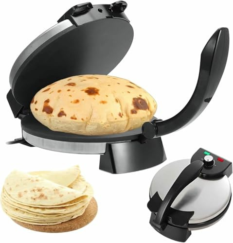 Maker Machine, Electric Roti Maker, Adjustable Temperature Pancakes Maker, 1800W Stainless Steel Roti Press Tortilla Maker
