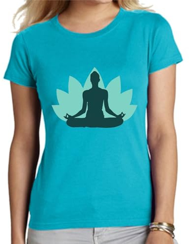the Fan Tee Camiseta de Adulto de Mujer Deportes Yoga Namaste, Meditación, Relajación, Energía, Bienestar, Cuerpo, Mente y Espíritu 011 M