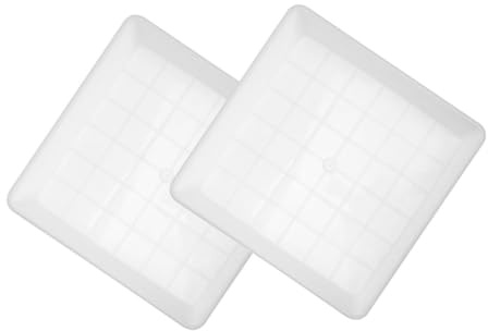 GANAZONO Lot De 2 Plateaux Carrés De Drainage en Plastique Blanc 35 Cm pour Pots De Fleurs Balcon Extérieur Soucoupes De Récupération d'eau Résistantes Aux Intempéries