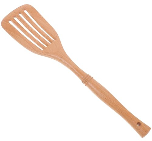 MOLUCKFU Spatule Cuisine Bois Antiadhésive Résistante Chaleur Ustensile Poêle Léger Ergonomique Manche Antidérapant Cuillère Bois pour Cuisson sans Rayures